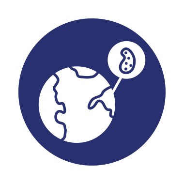 dünya gezegeni ve enfekte hücre covid19 doldurma biçimi simgesi