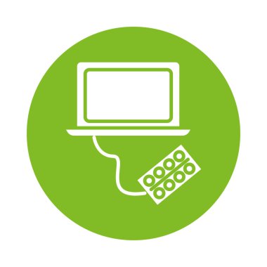 Uyuşturucu içeren dizüstü bilgisayar çevrimiçi siluet gradyan biçimi