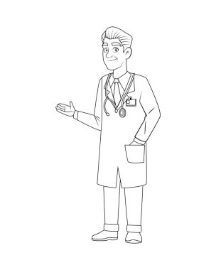 Steteskop karakteri olan profesyonel bir doktor.