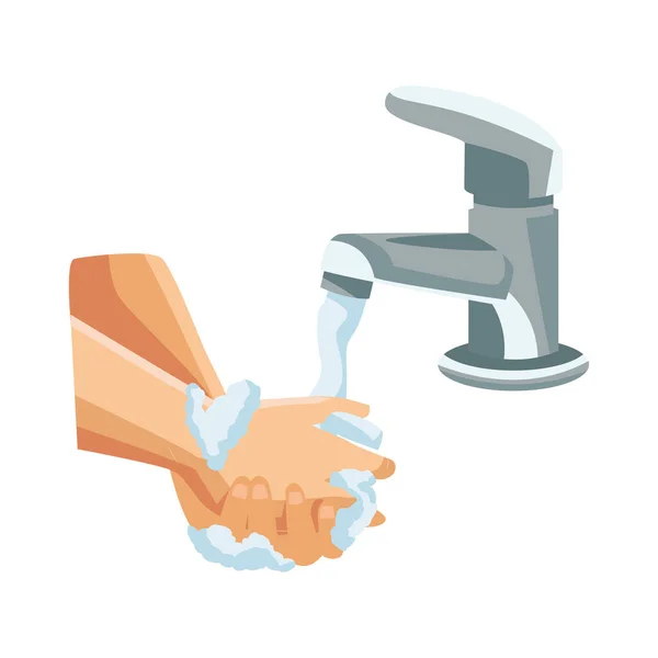 Μέθοδος πρόληψης πλύσης χεριών covid19 πανδημία — Διανυσματικό Αρχείο