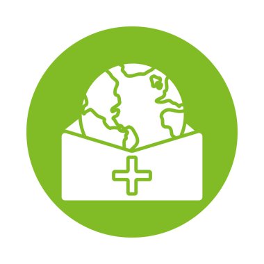 Dünya gezegeni zarf içinde sağlıklı çevrimiçi siluet gradyan tarzı