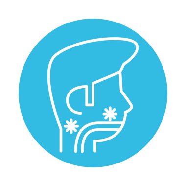 Boğazı ağrıyan kişi 19 semptom çizgisi biçimi simgesi