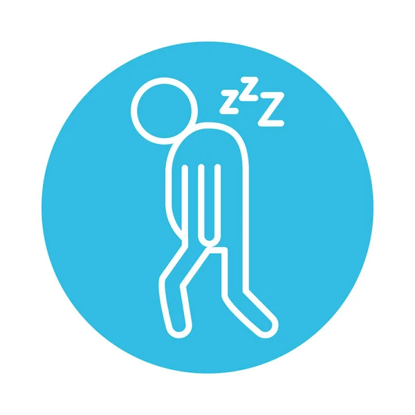 Persona con somnolencia covid19 icono de estilo de línea de síntomas — Vector de stock