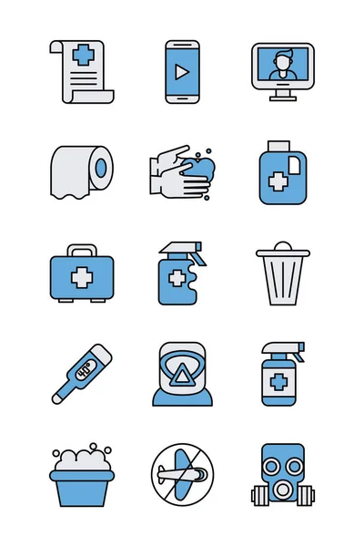 Bundle of covid19 set icons — Stock Vector