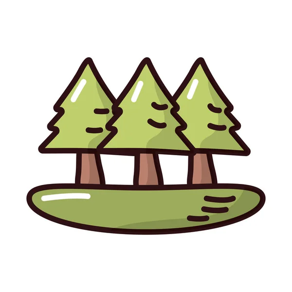 Pinos bosque relleno icono de estilo — Vector de stock