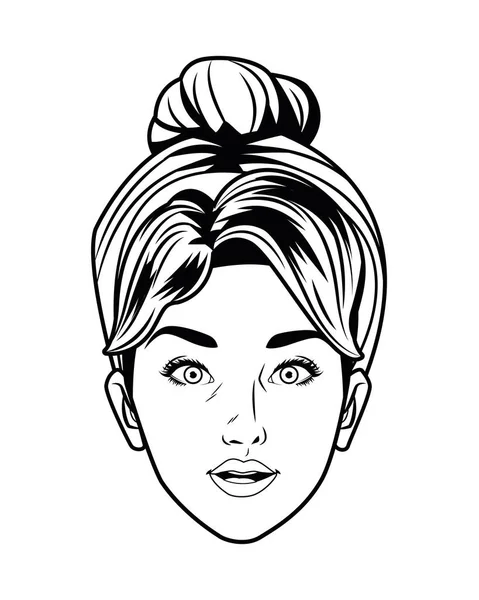 Head woman female girl avatar character — Stock Vector