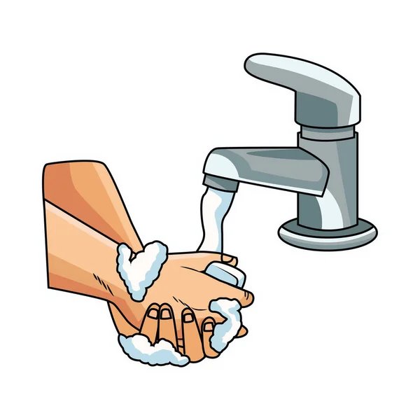 Hands washing prevention method covid19 pandemic — Stock Vector