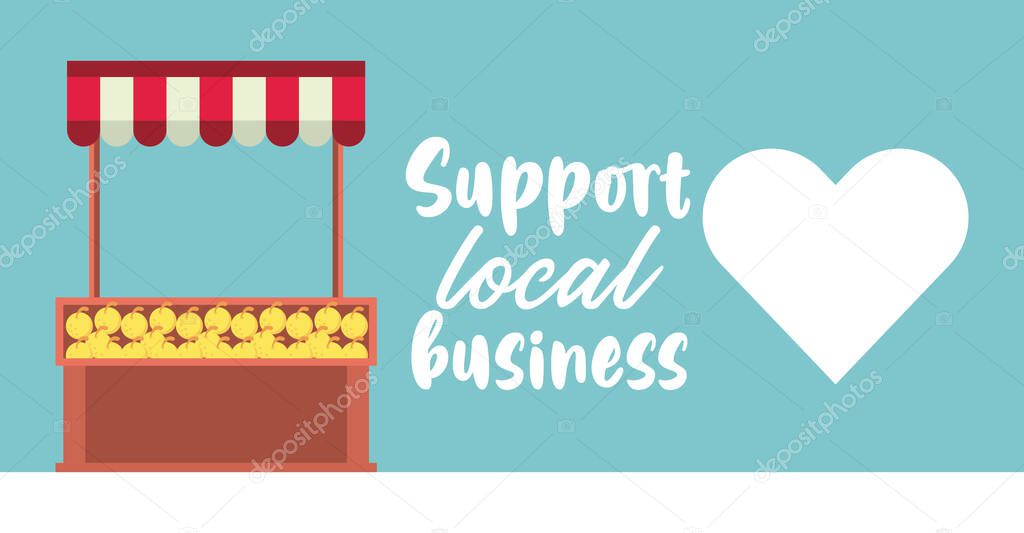 support local business poster with oranges kiosk