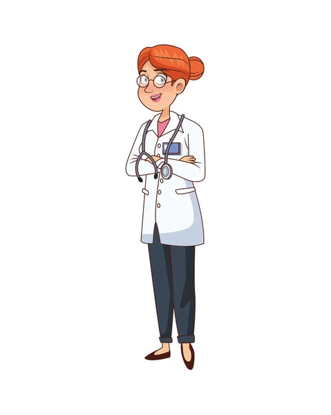 Профессиональная женщина-врач со стетоскопом — стоковый вектор