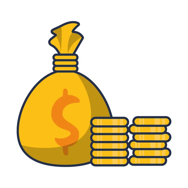 Money dollar bag isolated icon — Stock Vector