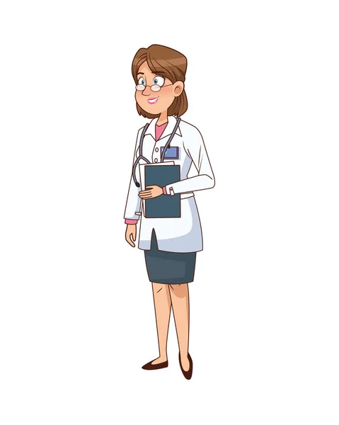 Medico professionista femminile con lista di controllo — Vettoriale Stock