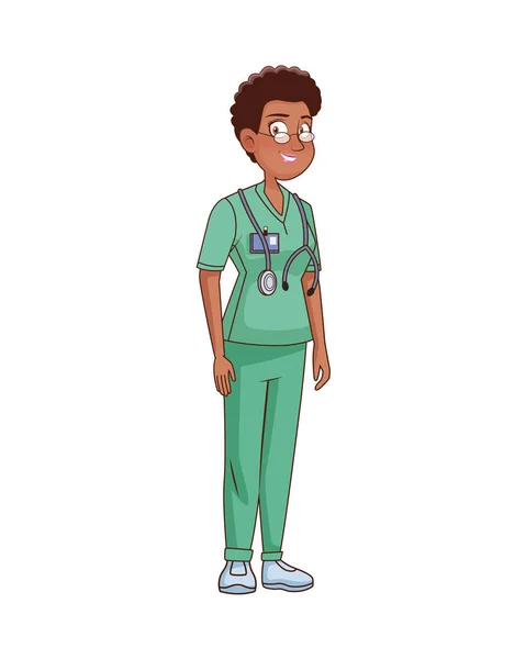 conjunto de personagens de desenhos animados de médica, médica africana  americana em poses diferentes, trabalhador médico