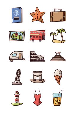 Tatil paketleri simgeler ayarlar