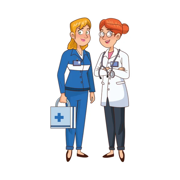 Professional doctor and paramedic avatars characters — Stock Vector