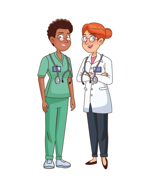 Profesional femenino médico y cirujano personajes — Vector de stock