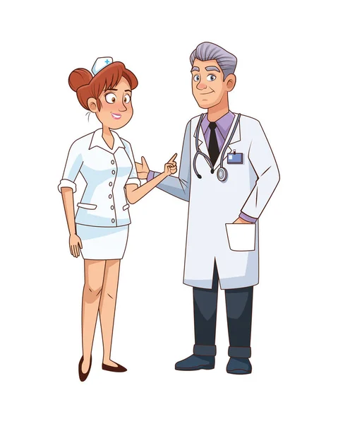 専門医と看護師のキャラクター — ストックベクタ