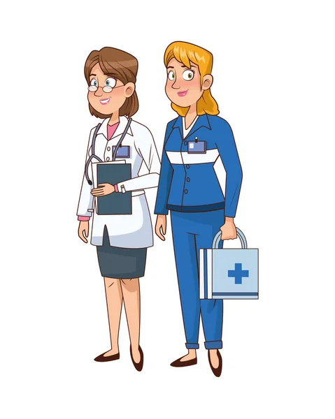 Profesional médico y paramédico avatares personajes — Vector de stock