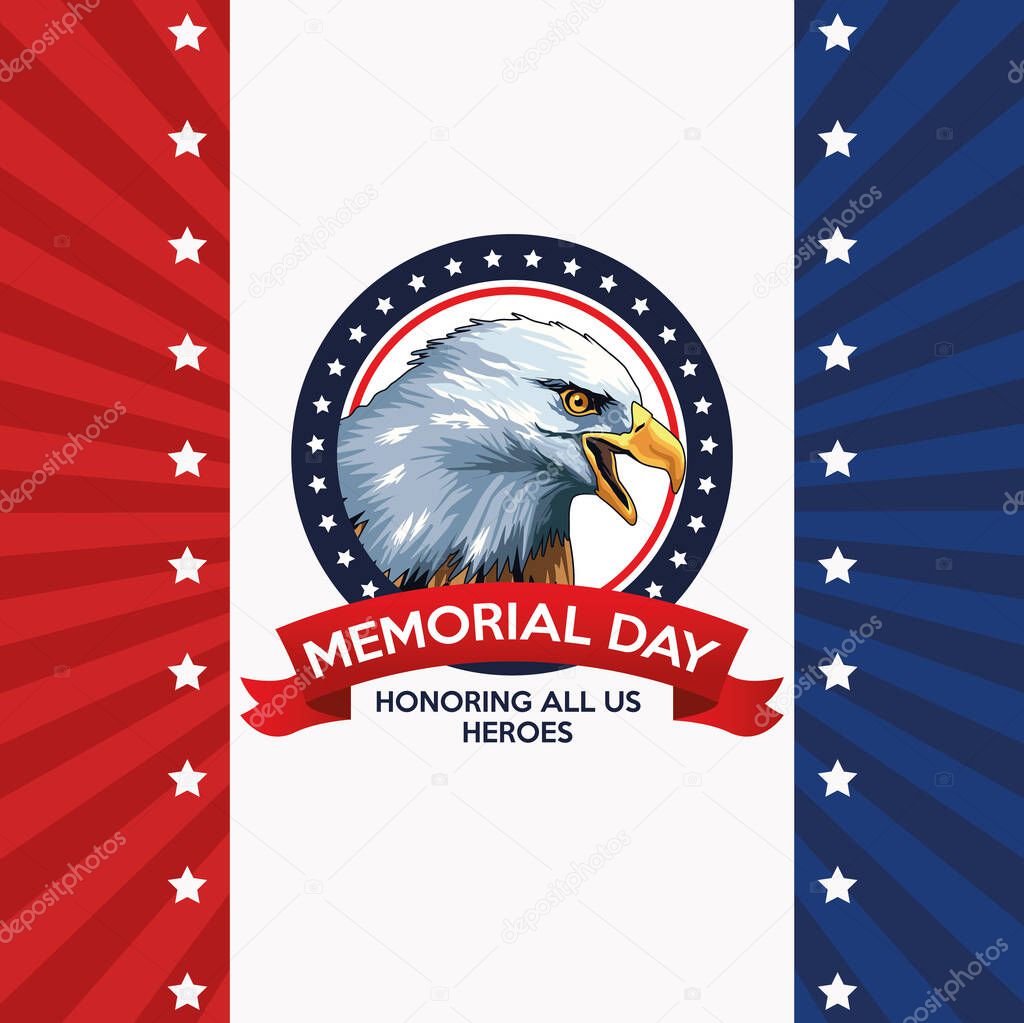 memorial day celebration poster with eagle