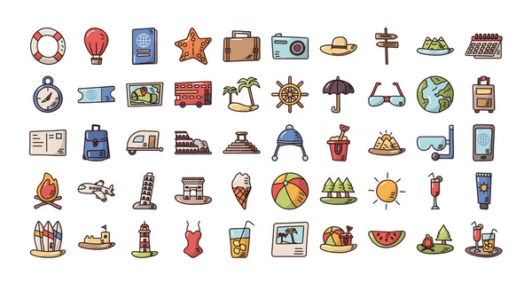 Pacote de ícones conjunto de férias —  Vetores de Stock