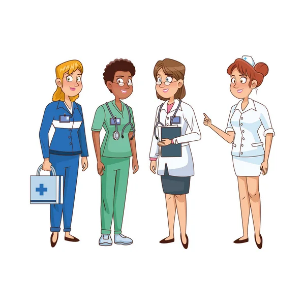 Professionals medical staff workers characters — Stock Vector