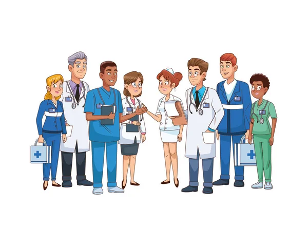 Professionisti personale medico lavoratori personaggi — Vettoriale Stock