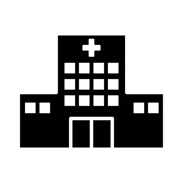 Icône de style silhouette bâtiment hôpital — Image vectorielle