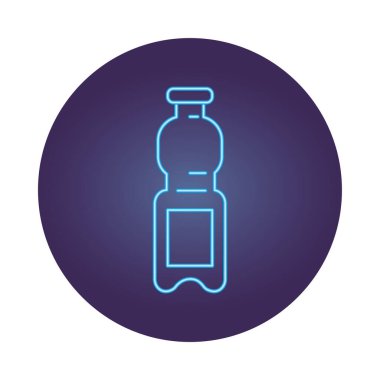 Plastik şişe su neon tarzı simge