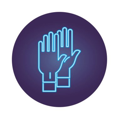 Elleri cerrahi eldivenli neon tarzı.