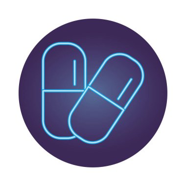 ilaç kapsülleri neon tarzı ikon