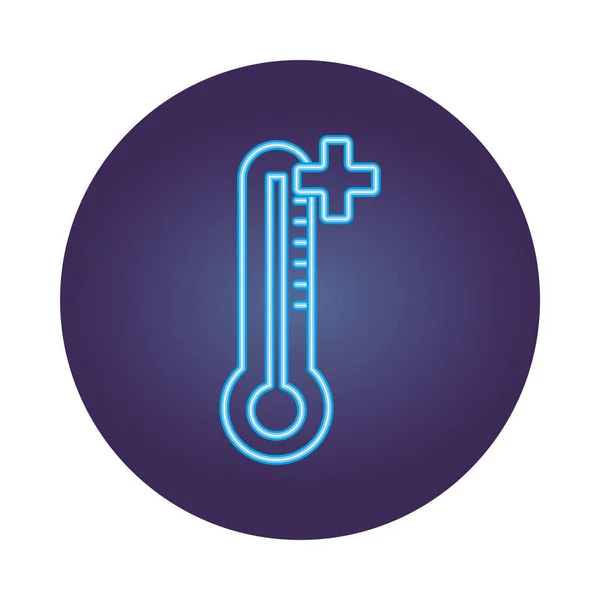 Thermometer messen Temperatur Neon-Stil — Stockvektor