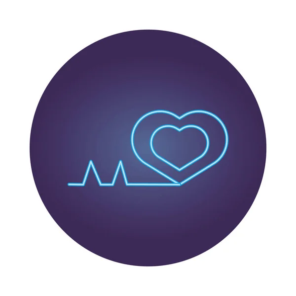 Medical heart cardiology pulse neon style — Stock Vector