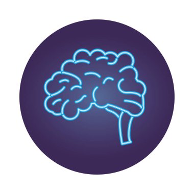 beyin organı neon tarzı simge