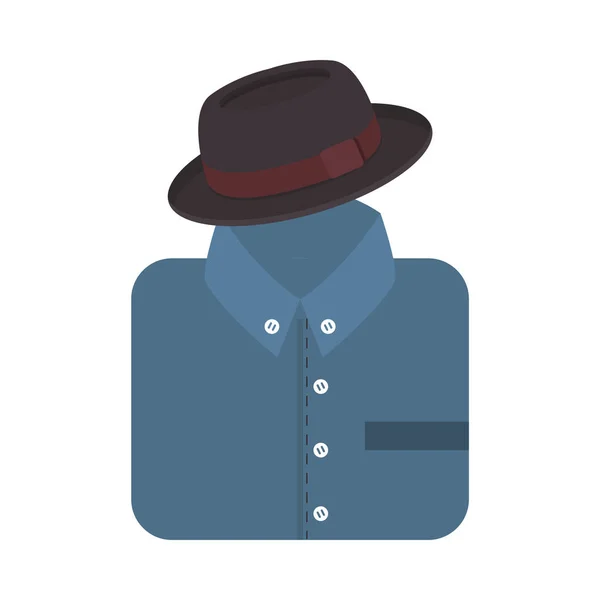 Camisa elegante con sombrero accesorio — Vector de stock