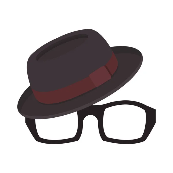 Eyeglasses and hat accessories icons — Stock Vector