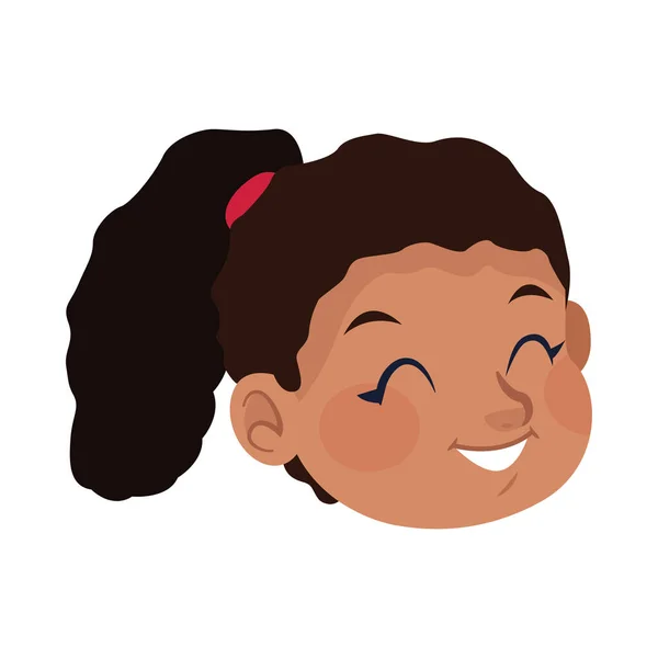 Mignon petit afro fille tête personnage — Image vectorielle