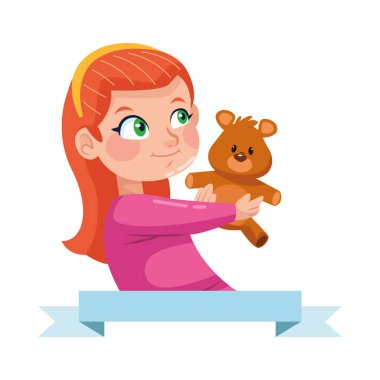 Oyuncak ayılı karakteri olan sevimli küçük kız.