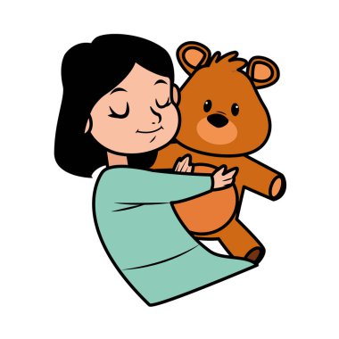 Oyuncak ayılı karakteri olan sevimli küçük kız.