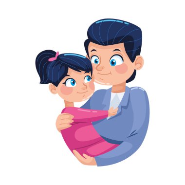 Küçük kızı olan genç bir baba.