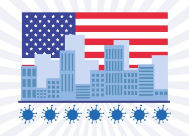 covid19 şehir manzarasında salgın parçacıklar