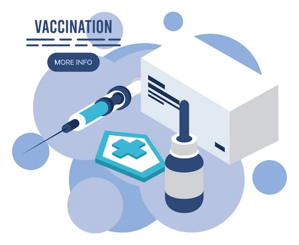 Serviço de vacinação com ícones isométricos de injeção —  Vetores de Stock