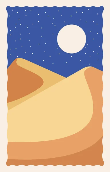 砂と太陽と砂漠の風景フラットシーン — ストックベクタ