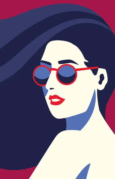 Belle femme à la mode avec des lunettes de soleil — Image vectorielle