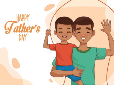 Babalar günü kartı, afro baba oğul ve harf taşıyor.