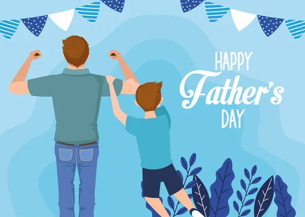 Vatertagskarte mit Papas Sohnfiguren — Stockvektor
