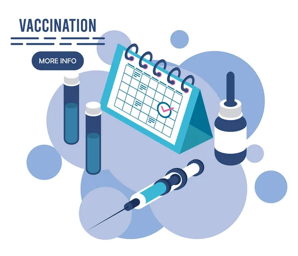 Serviço de vacinação com ícones isométricos de calendário —  Vetores de Stock