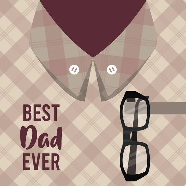 父亲节快乐卡，有男式衬衫和眼镜 — 图库矢量图片