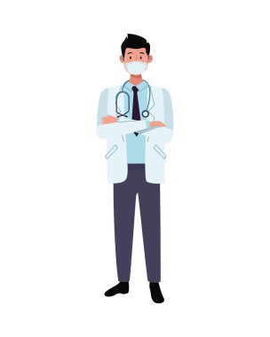 Doktor maskesini kullanarak Coperid 19 kullanıyor.