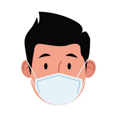 Yüz maskesi takan bir adam var.