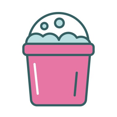 köpük doldurma biçimi simgesi olan temizlik plastik kovası