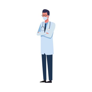 Doktor maskesini kullanarak Coperid 19 kullanıyor.